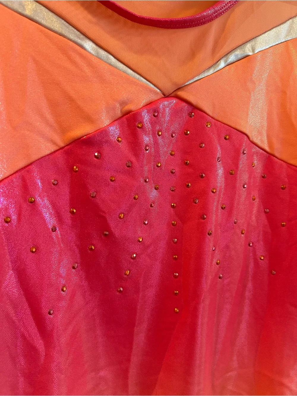 Kids Pink & Orange Gradient Gymnastics Leotard - Size XL 14-16